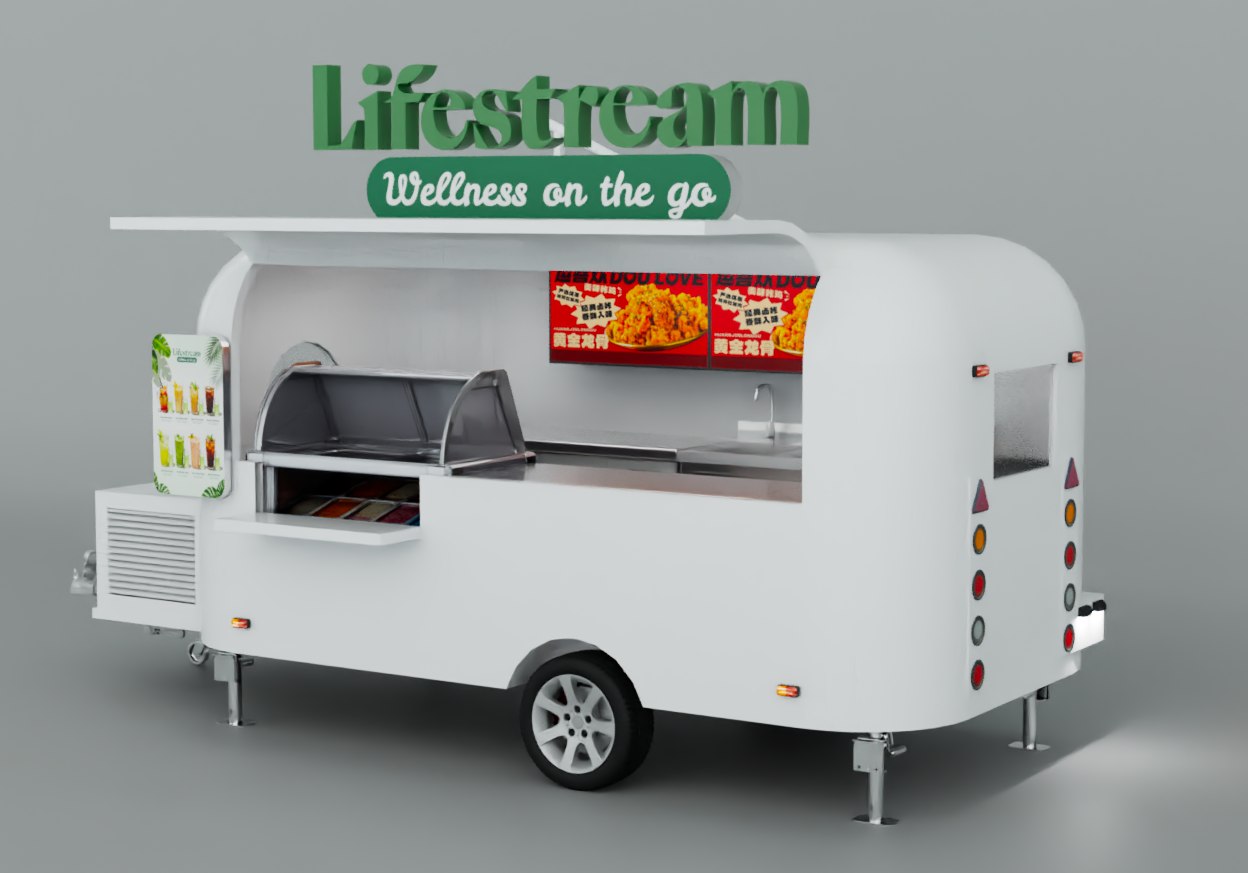 Side design view showing how the ice cream display meets the serving window
