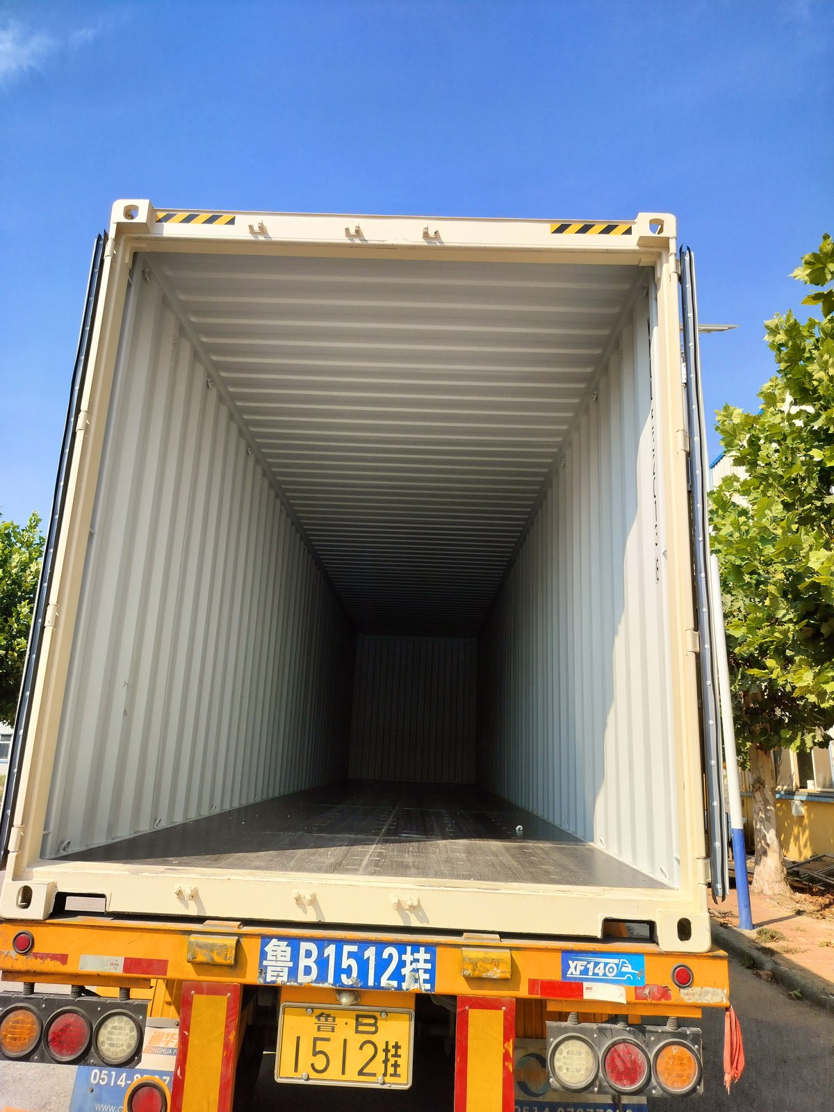 Empty container ready for the trailers and event equipment