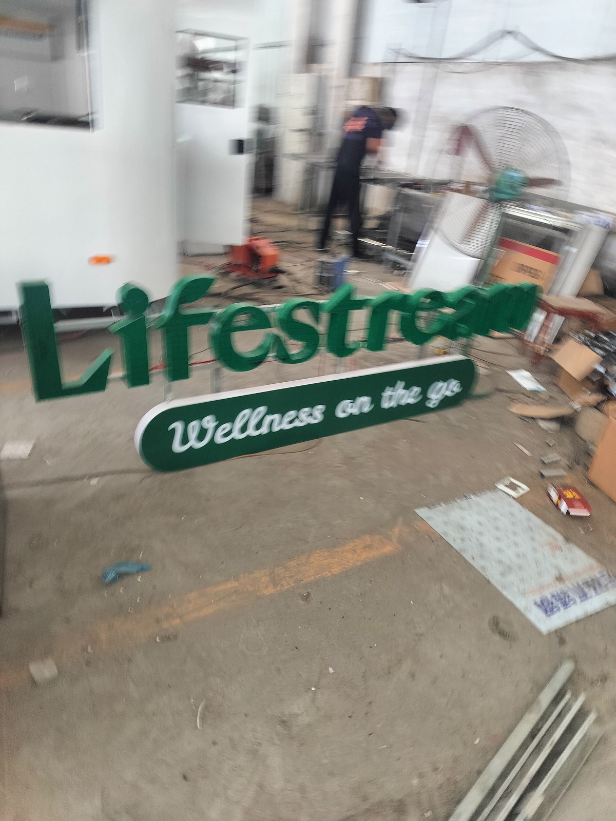 Completed illuminated lettering for the second brand