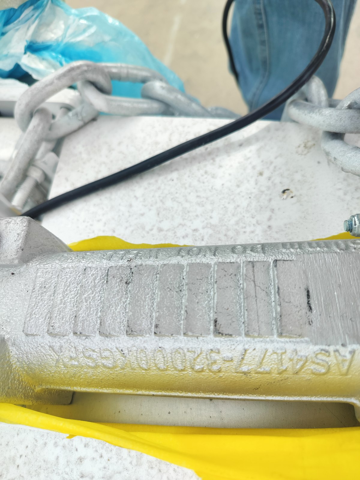 Close-up of the towing connection components