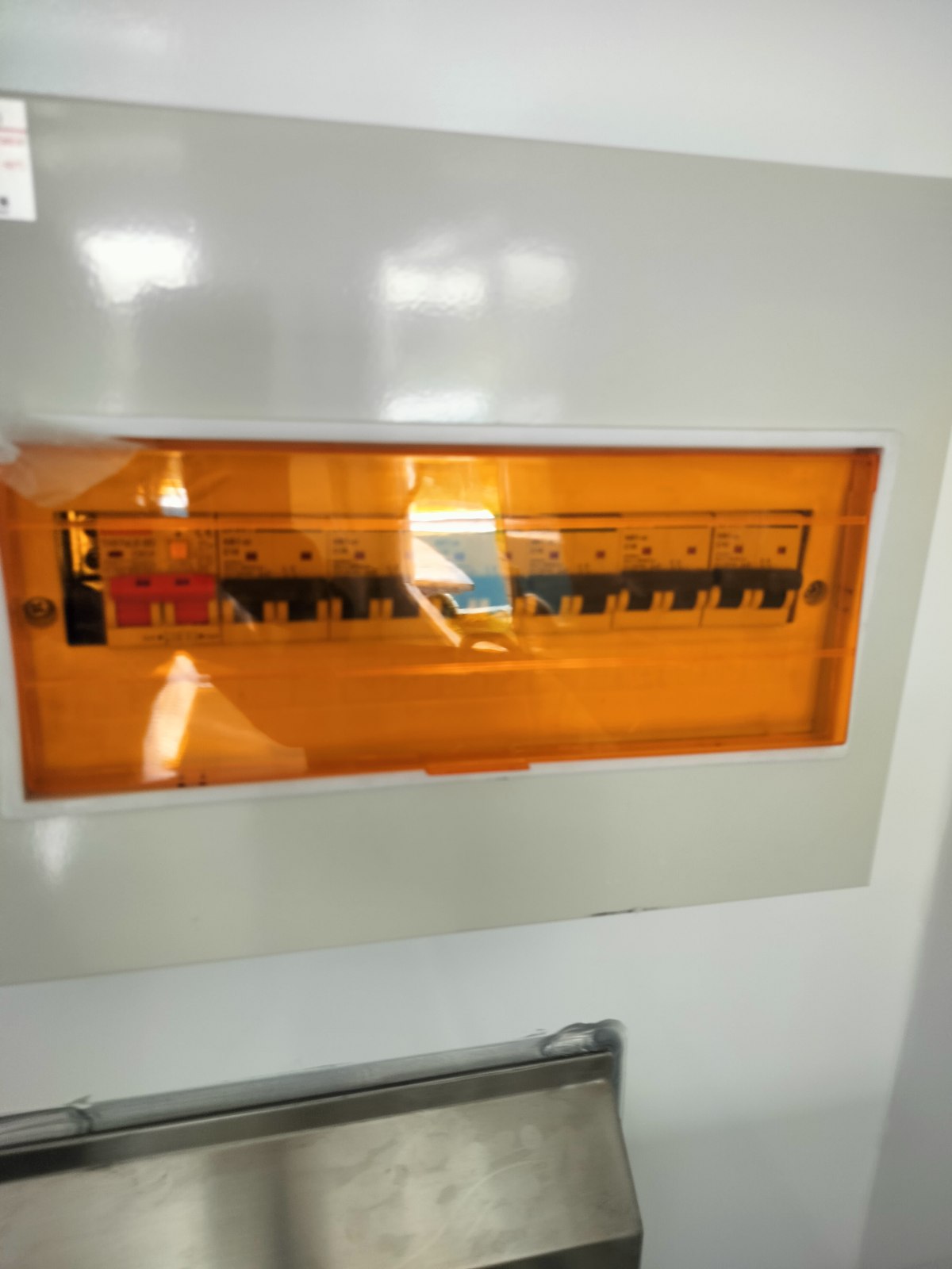 Distribution board during the early installation stage