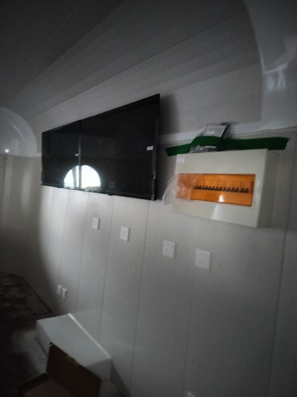 Distribution board position after the interior lining was completed